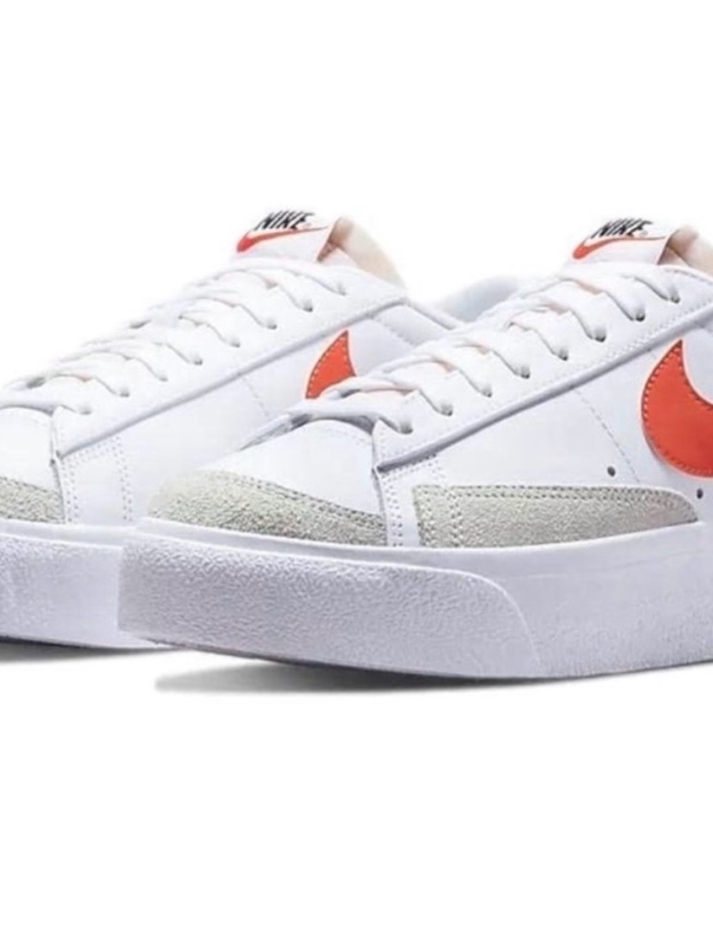 Nike Women's White Low-Profile Sneakers with Orange Swoosh